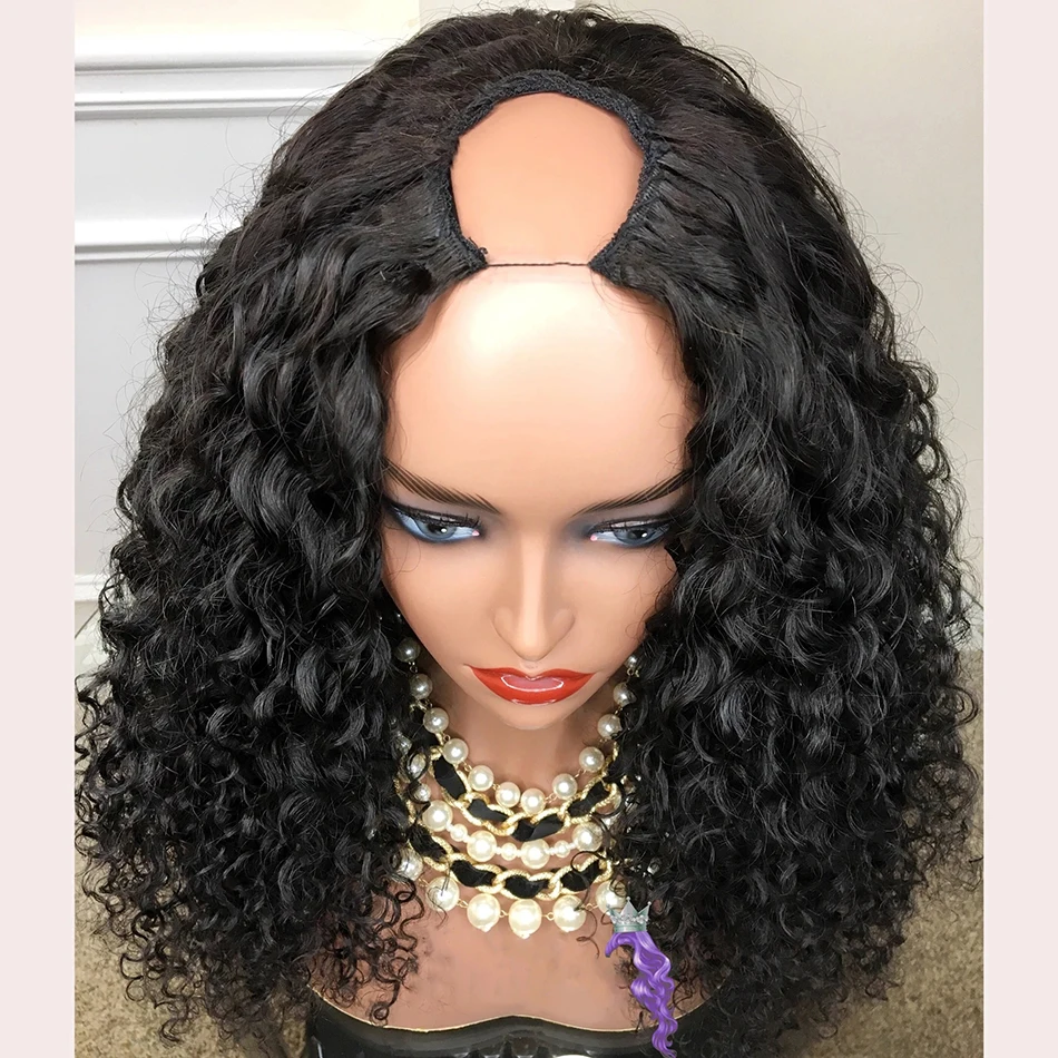 Curly U Part Wigs Human Hair Opening Space : 1*4 Brazilian Remy Middle Wig For Black Women | Шиньоны и парики