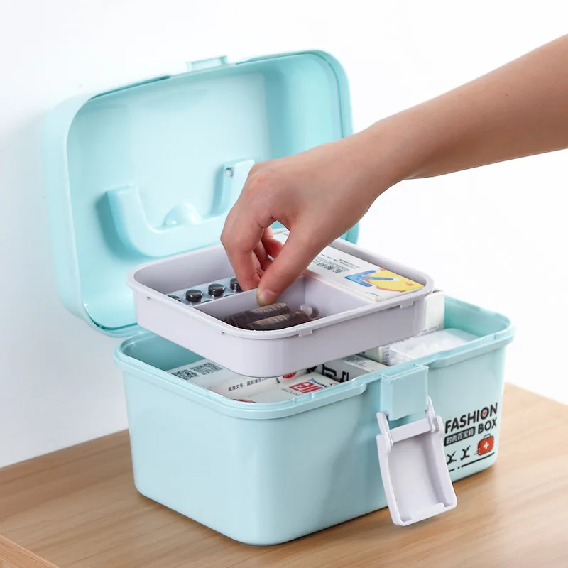 Portable Tier Medicine Boxes Folding Storage Box Large Capacity Drawer Sundries Organizer Chest First Aid Kit | Безопасность и