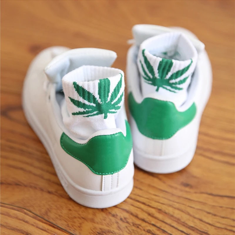 Женские и мужские носки из хлопка модные в стиле хип хоп с листочками