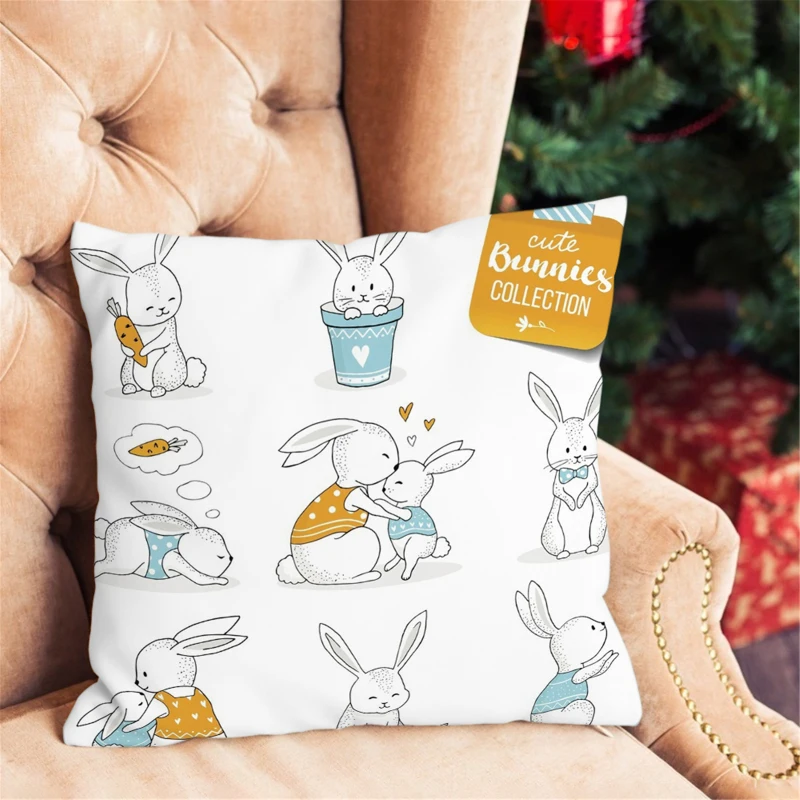 Fuwatacchi Счастливой Пасхи Декоративная Наволочка на подушку для Кролик пасхальные