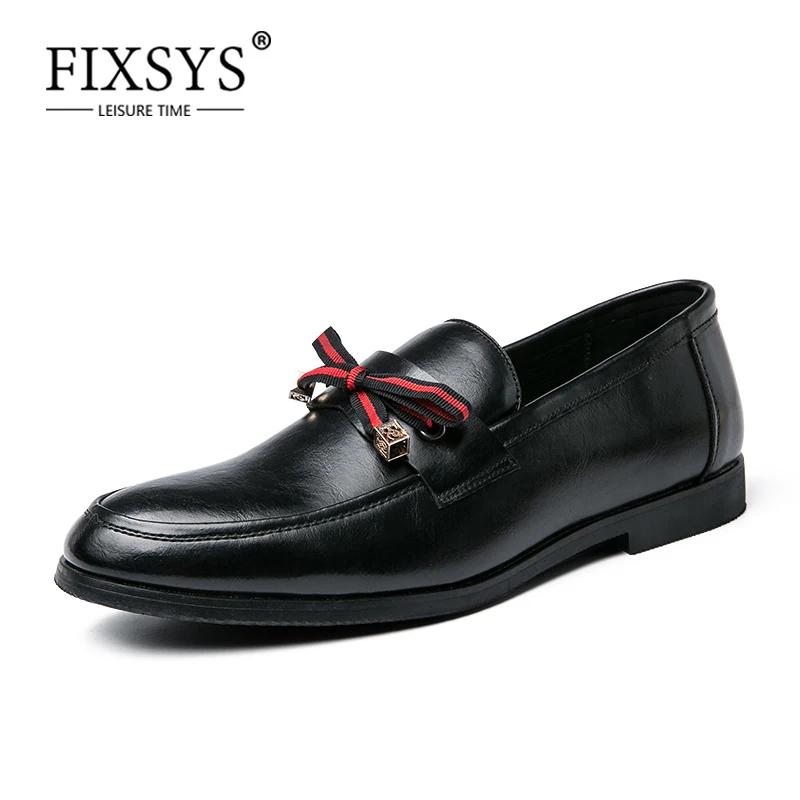 

FIXSYS Summer Men Loafers Stylish Black Oxfords Leather Man Casual Shoes Breathable Slip-on Party Shoes Male Wedding Formal Shoe