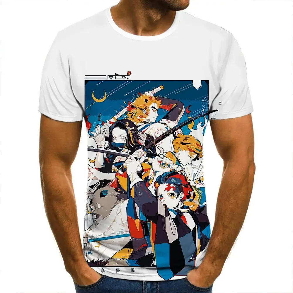 

Summer Anime Men and Women 3d T-Shirt Street Boys and Girls Hip Hop Cartoon Demon Killer Short Sleeve Otaku Comic Cute Top