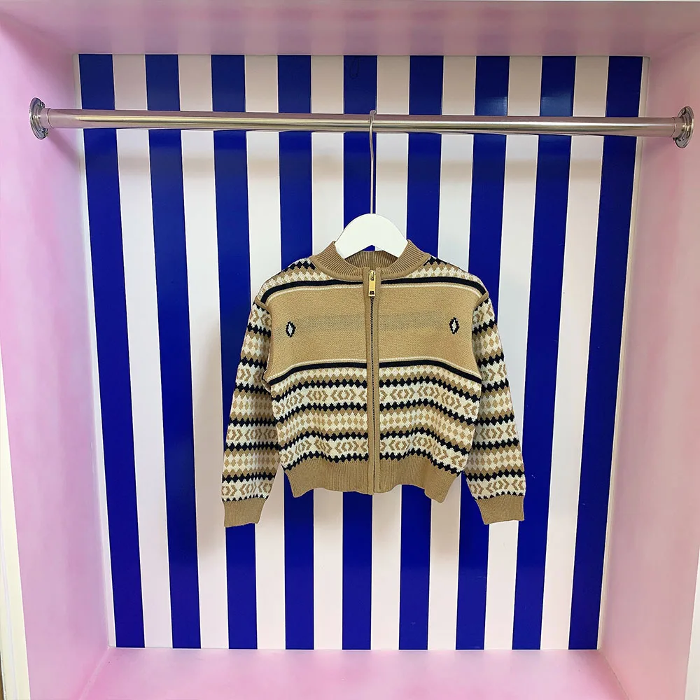 

Brand Designer Clothes 2021 New Autumn Children's Outerwear Sweater For Girls Boys Knitted Top Wool Kids Cardigan Jacket Winter