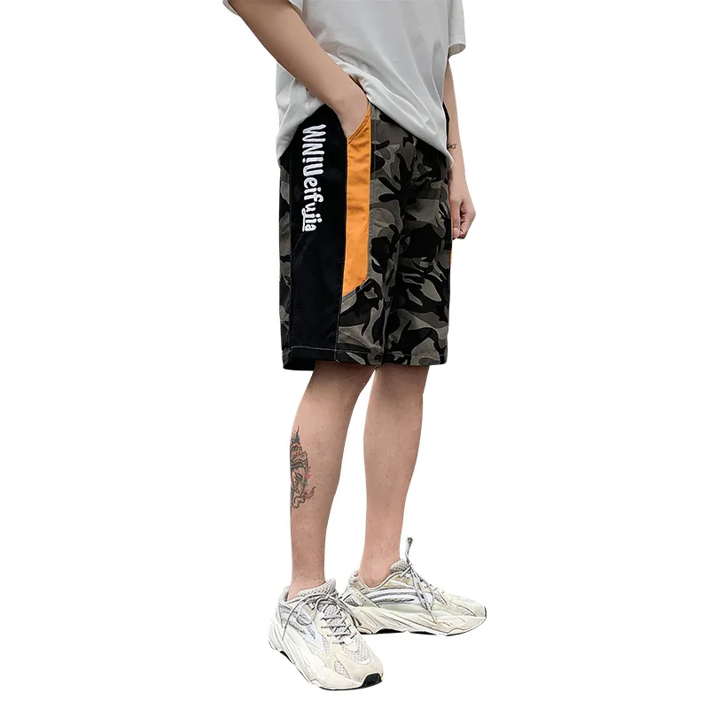 

Street Fashion Shorts Men Loose Straight Camouflage Casual Letter Embroidery Shorts Oversize Male Summer Hip-hop Cargo Shorts