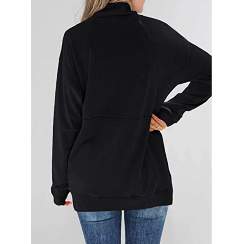 

Women 2021 New Autumn Winter Pocket Lapel Zipper Sweater Coat Solid Color Casual Fashion Collar Pullovers Top Female Outwear