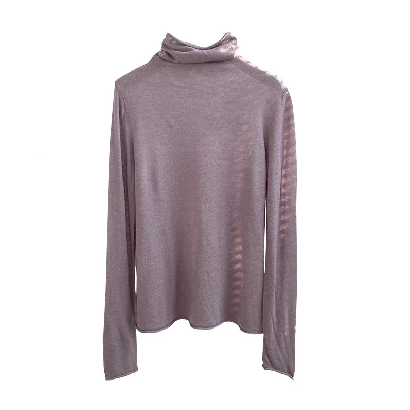 

2021 Winter New Solid 8 Colors Turtleneck Knit T-shirt Women's Korean Long Sleeve Casual Multicolor Thin Sweater 062