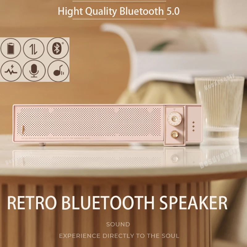 Enlarge Wireless Retro Bluetooth Speaker Home Karaoke Built-in Bluetooth Speaker  HIFI Aux TF Portable Outdoor Stereo Soundbar Speaker