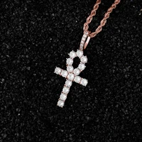 hot selling hip hop cross pendant necklace micro pave aaa cubic zirconia stone egyptian necklace for jewelry christmas gift
