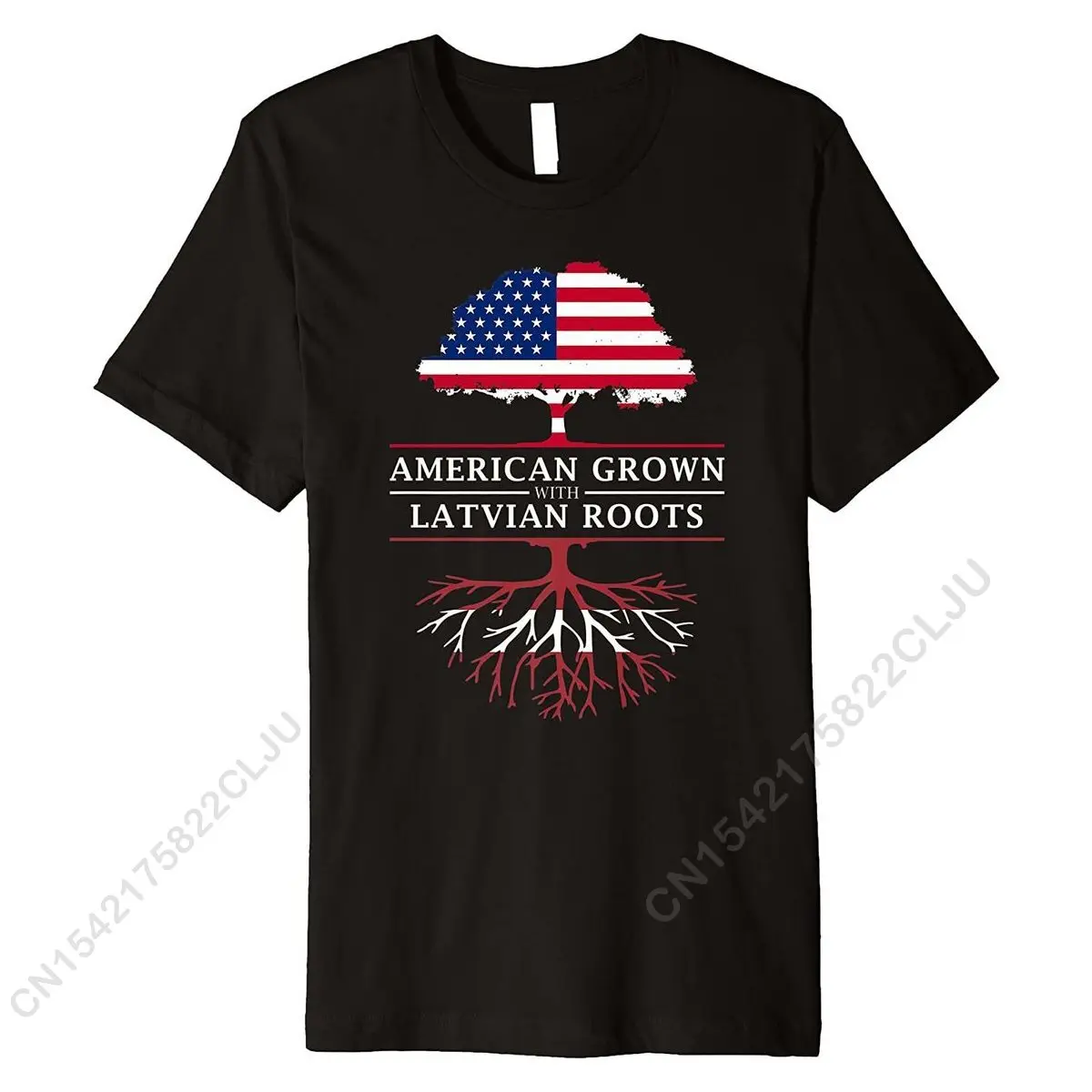 

American Grown With Latvian Roots - Latvia Premium T-Shirt Custom Cotton Men's Tops Shirt Comics Wholesale T Shirt