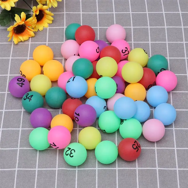 

50 Pieces Lottery Balls Assorted Color PP Table Tennis Balls 40mm Printed Pong Balls With Number (Number 1-50 Mixed Color)