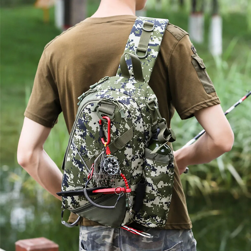

Luya One Shoulder Messenger Bag Camouflage Outdoor Backpack Fishing Chest Bag Large Capacity Tactical Bags Multi Function