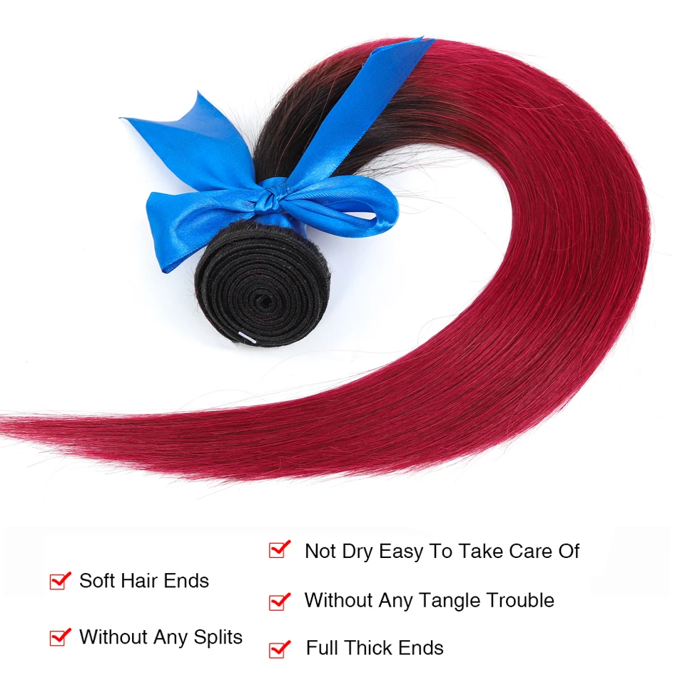 HairUGo бразильские пучки волос с закрытием Омбре прямые человеческие волосы не Remy