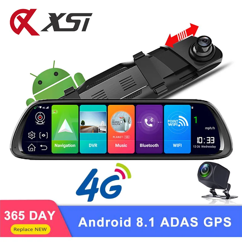 XST 10 дюймов Android 8 1 зеркало заднего вида камера 4G ADAS gps навигация Full HD 1080P