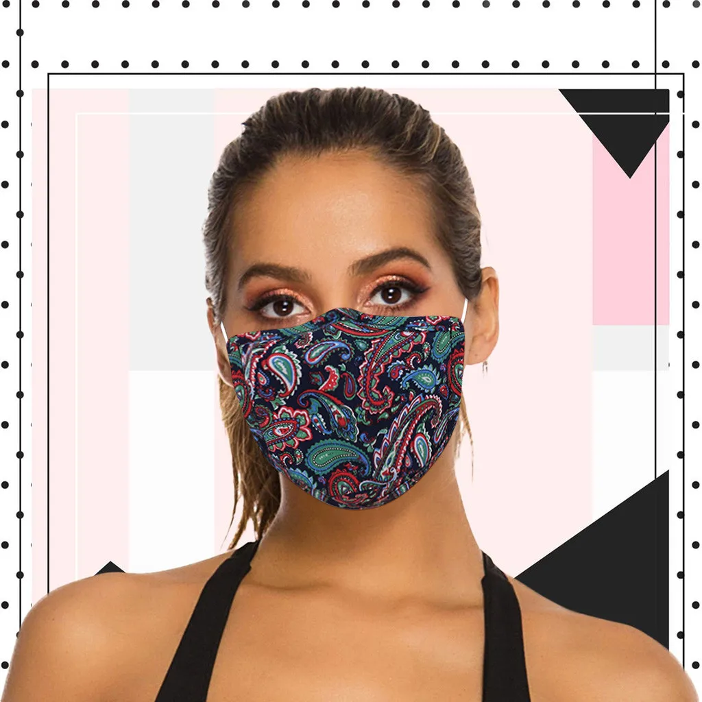 

Adult Women Safet Protect Washable Adjustable Print Cotton Face Mask Mouth Cover 20 Hours Fast Shipping Breathable 3/5/10 Pcs #2