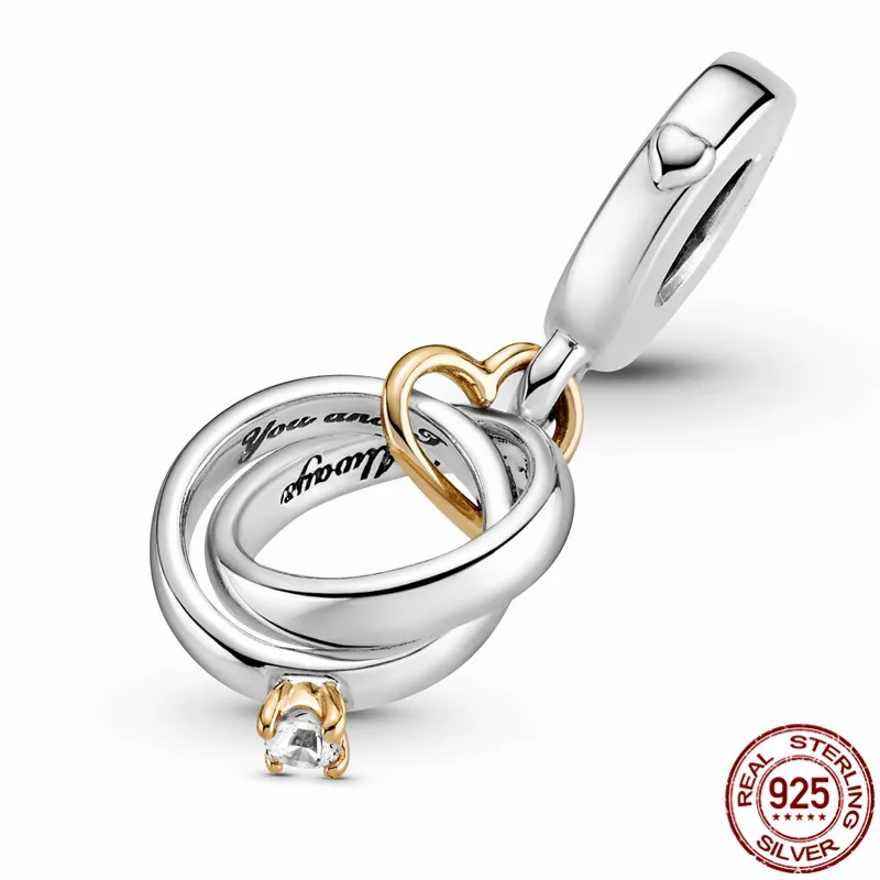 

2021 New 925 Sterling Silver Two-tone Wedding Ring Charm Fit Original 3mm Bracelet&Bangle For Women Birthday Fashion Jewelry Gif