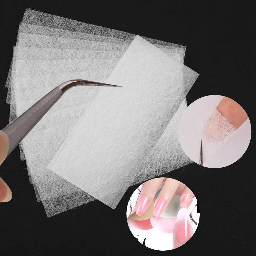 100pcs Fiberglass Nail Extension for UV Gel Building French Nail Form Acrylic Tips Nail Extension Paper Manicure Salon Tool