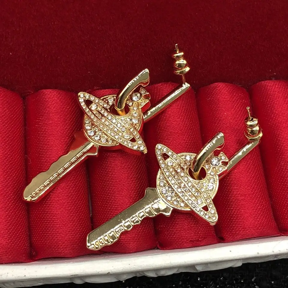 

European and American vintage golden key ear ladies fashion earrings