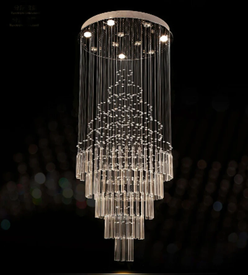 Роскошная длинная хрустальная люстра светодиодная лампа 220 В переменного тока