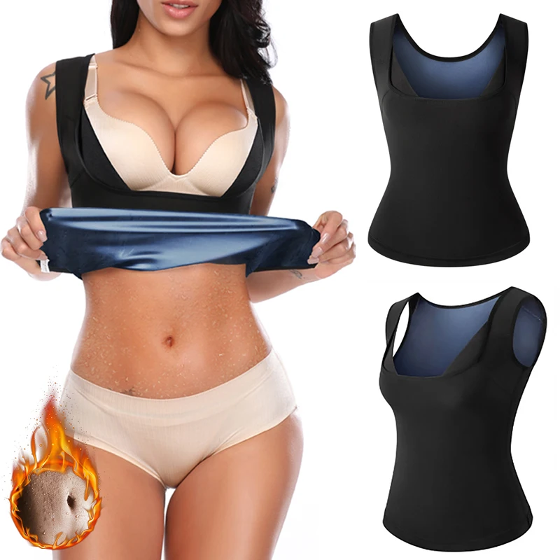 

Women Sweat Sauna Body Shaper Vest Waist Trainer Shaperwear Top Heat Trapping Slimming Weight Loss Fat Burning Workout Gym