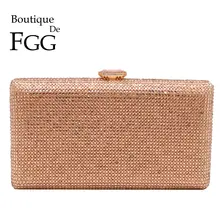 Boutique De FGG вечерние сумочки-клатчи со стразами цвета шампанского для женщин, сумочка для свадьбы, коктейля, ужина, дамские сумочки и кошельки