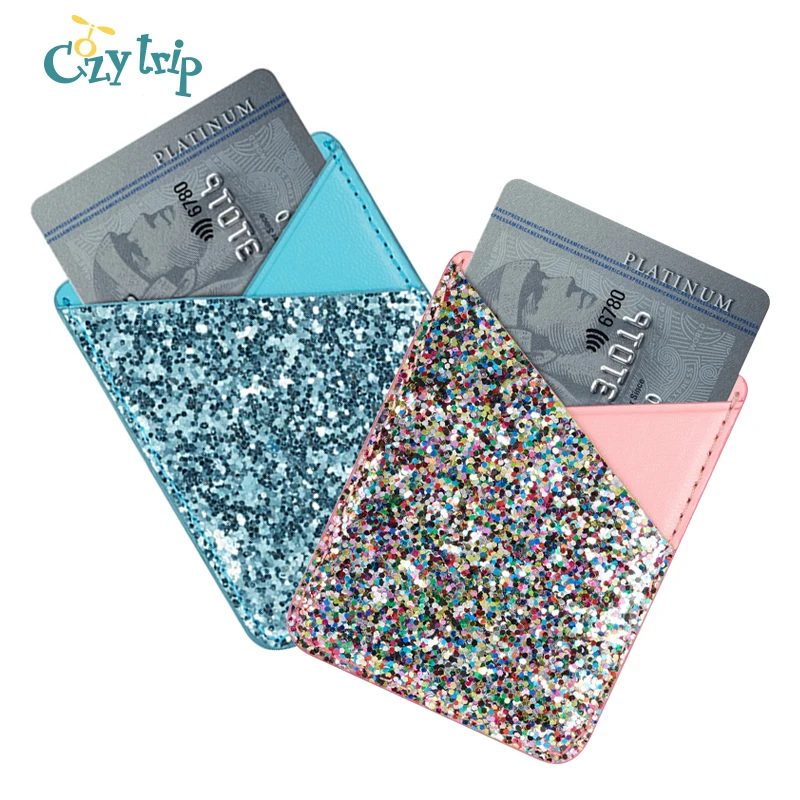 Стильный блестящий чехол кошелек для телефона с отделением кредитных карт из