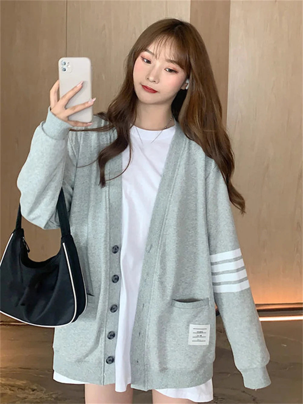 

Женский свитшот с капюшоном, Повседневный Кардиган большого размера в готическом стиле с пуговицами в стиле Харадзюку, весенний свитшот на ...