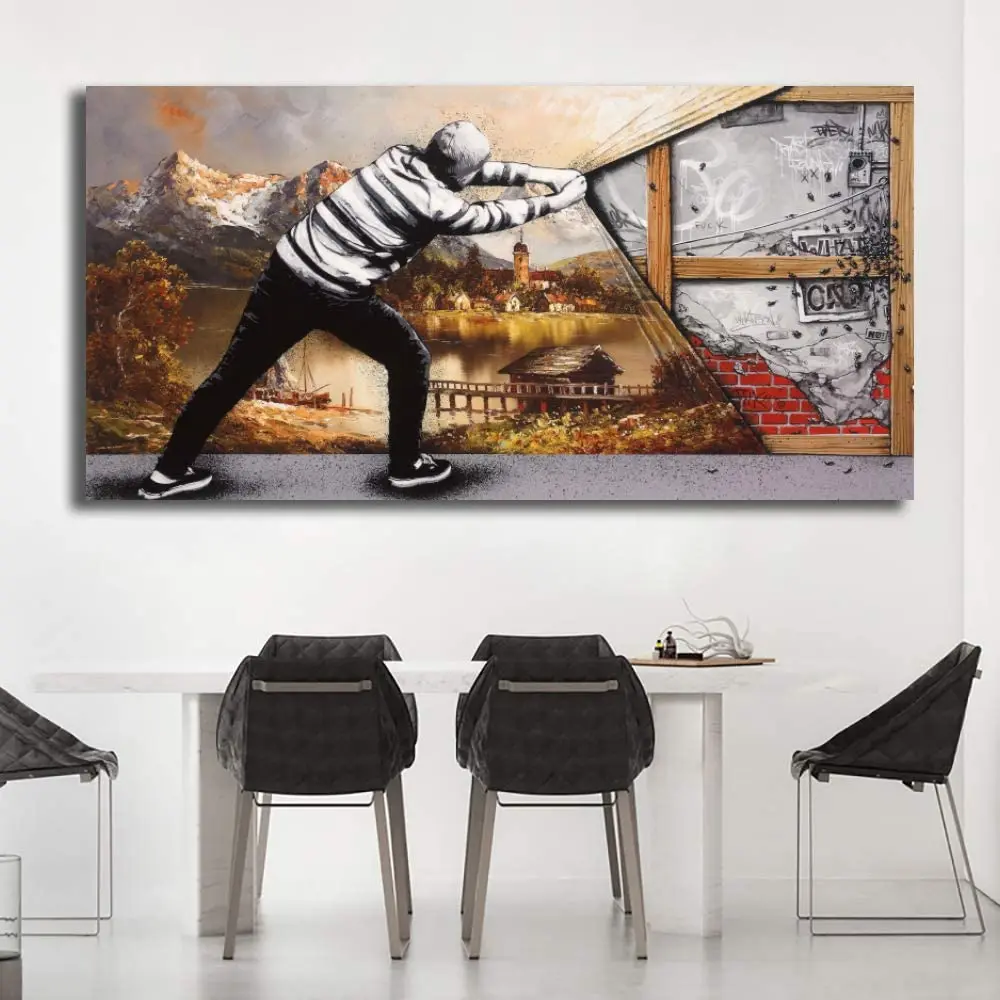 

Street Art Pop Art Banksy Canvas Graffiti Art HD Printed Life is Short Chill The Duck Out Wall Art Decor Print Poster for Office