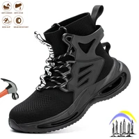 high top mens indestructible safety shoes steel toe cap puncture proof anti smash work boots breathable construction sneakers