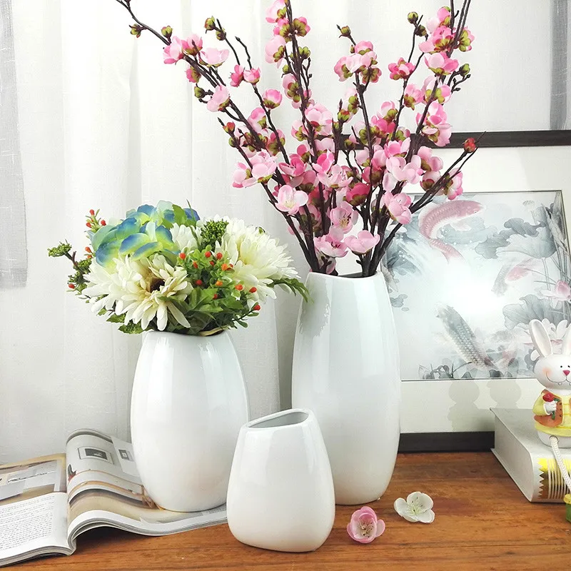 Скандинавская Минималистичная классическая ваза из белого фарфора керамические