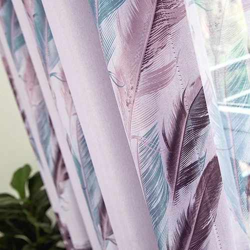 Color 1 Cloth Современные скандинавские украшения дома шторы фиолетовые Перья затемненные шторы для гостиной спальни пол окна шторы T272#4 - Цвет: Color 1 Cloth