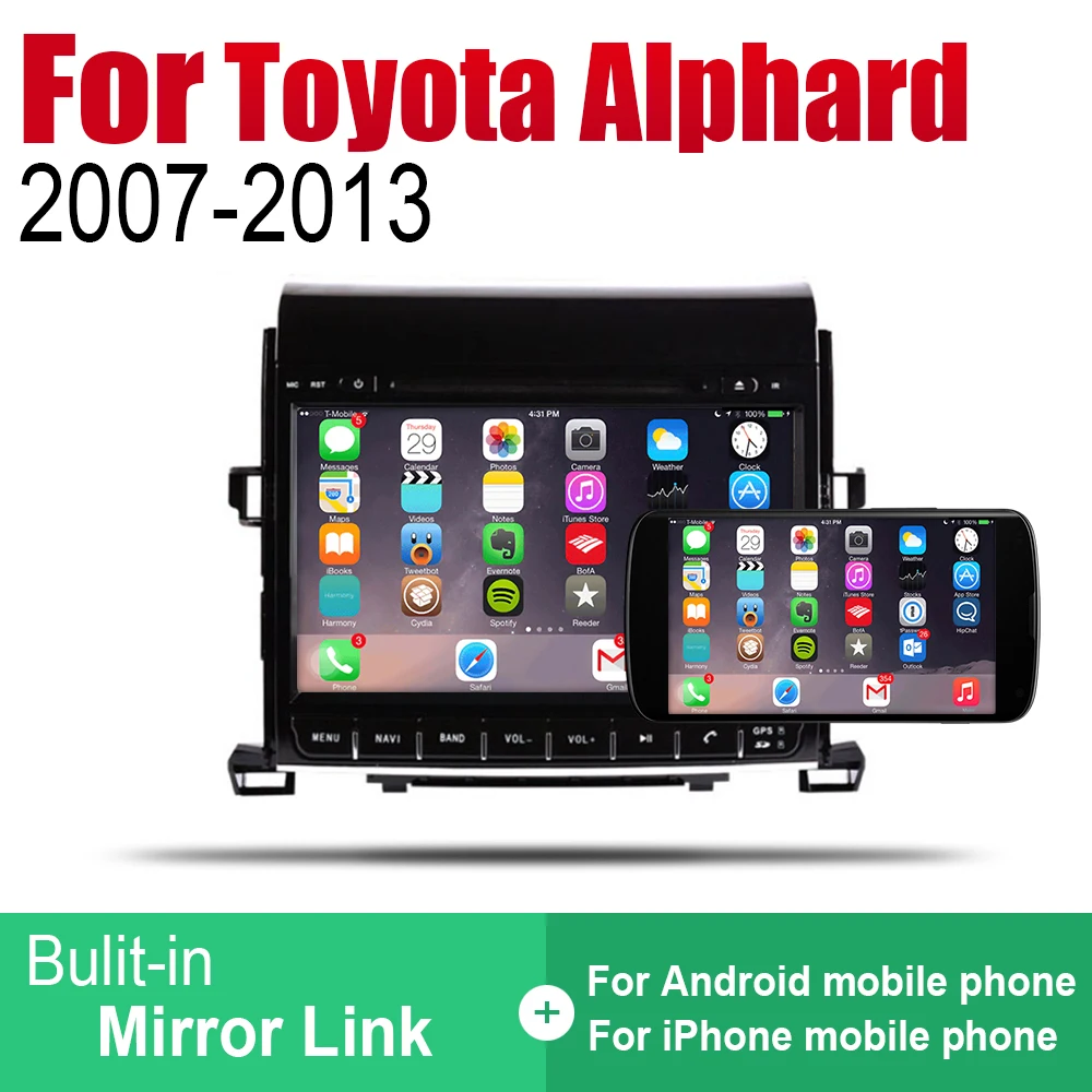 Автомагнитола ZaiXi с GPS навигацией Android Bluetooth Wi Fi 2din для Toyota Alphard 2007 ~
