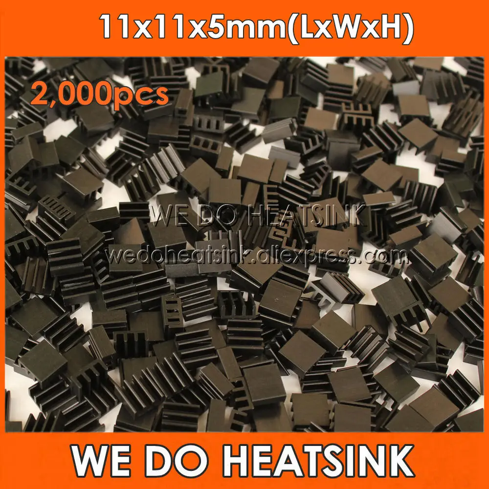 

WE DO HEATSINK 2,000pcs Black Anodized 11x11x5mm Ram Heatsink Cooler Chipset Aluminum Heat Sink