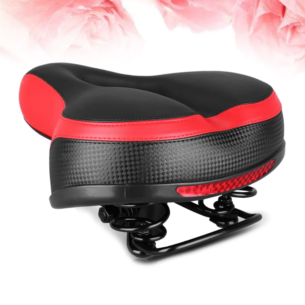 Мягкое амортизирующее седло для горного велосипеда с отражающей наклейкой