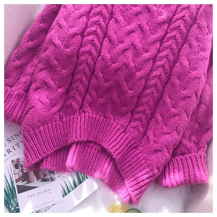 Mooirue осень женский Повседневное розовый вязаный свитер, свободный свитер Feminino Розово-серый трикотаж