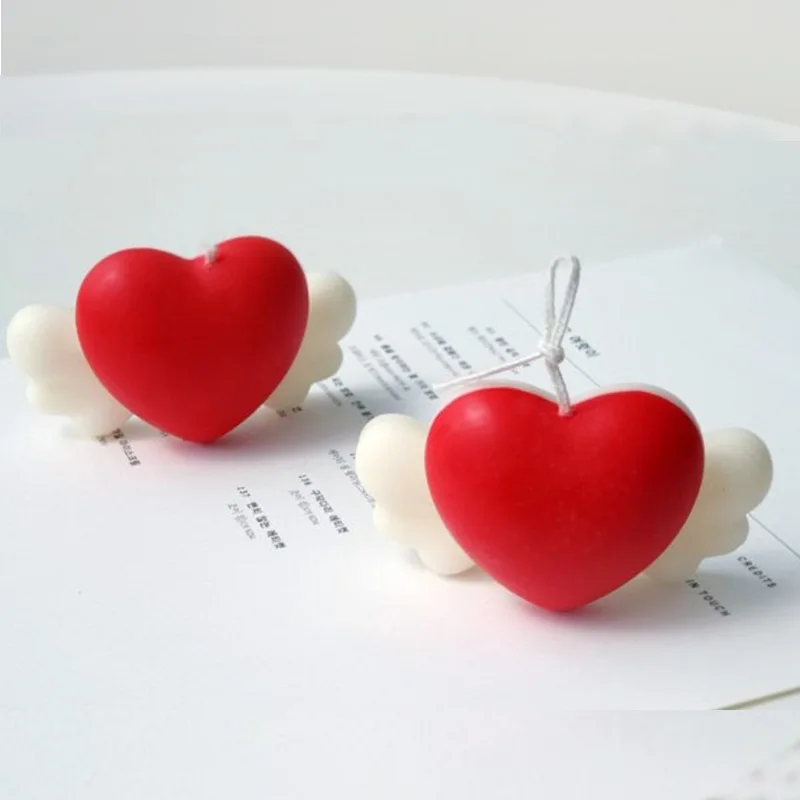 

Love Heart Wing Shaped Candle Silicone Mold DIY Valentine's Christmas Gift Chocolate Cake Decoration molds for candle making