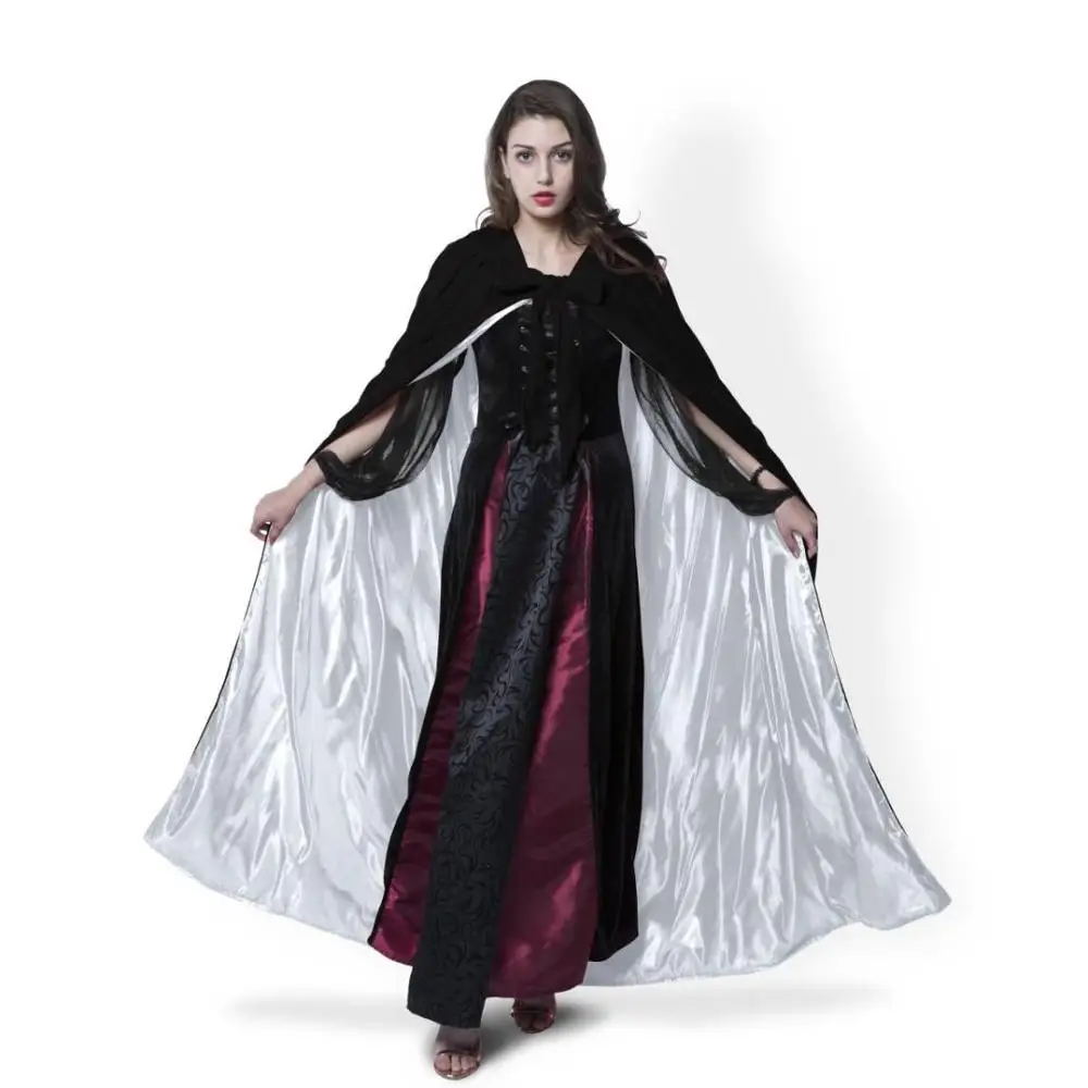 

Black Cloak Velvet Hooded Cape Unisex Women/Men Party Hallowmas Cosplay Costume Xmas Cape Shawl cloak