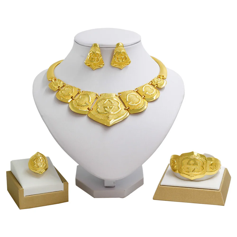 AWEENA дубай золотые ювелирные наборы ожерелье для женщин очаровательный браслет