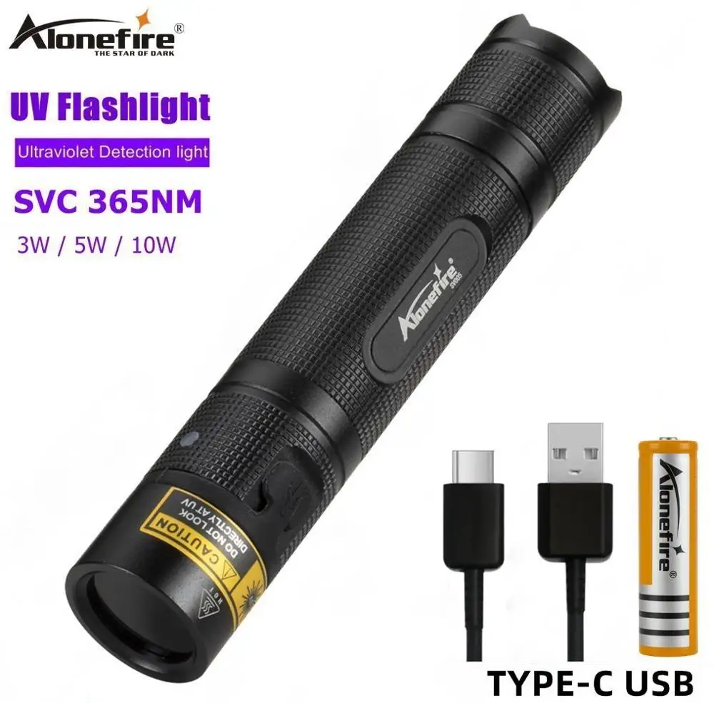 Фонарик AloneFire SV005 УФ светодиодный невидимый фонарь 365 нм для обнаружения пятен