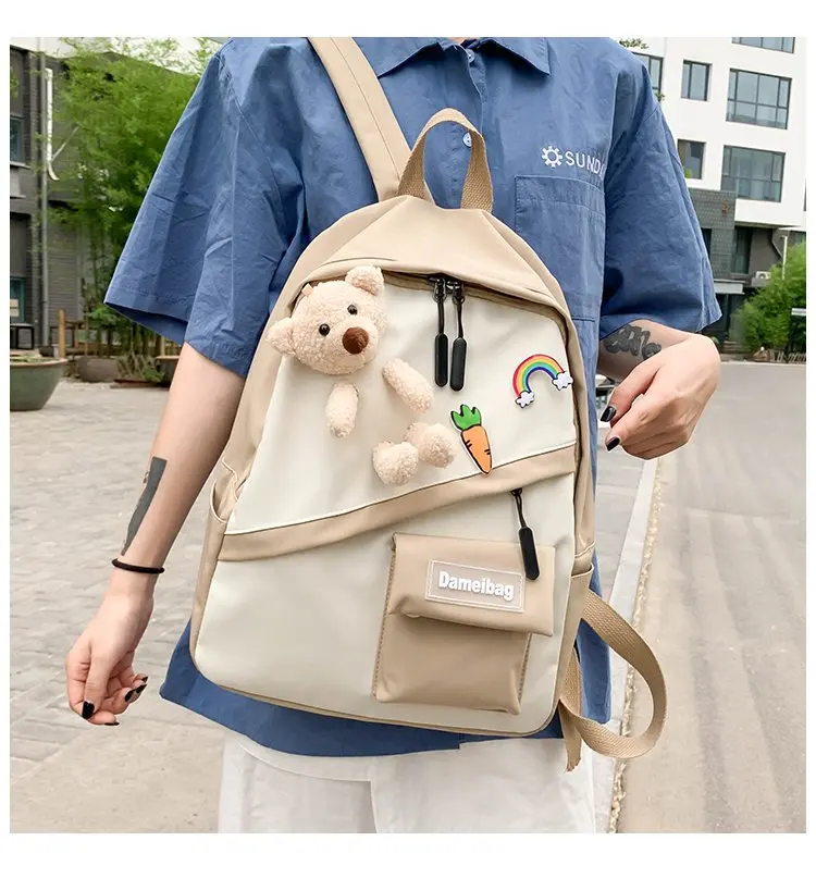 

College wind small fresh and lovely sweet girl student schoolbag versatile matching color backpack