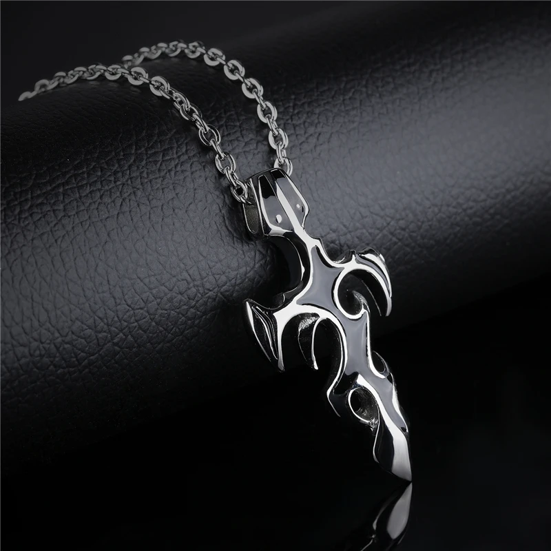 

European American Domineering Stainless Steel Man Necklace Color Cross Pendant 50CM On The Neck Jewelry 2021 Trend