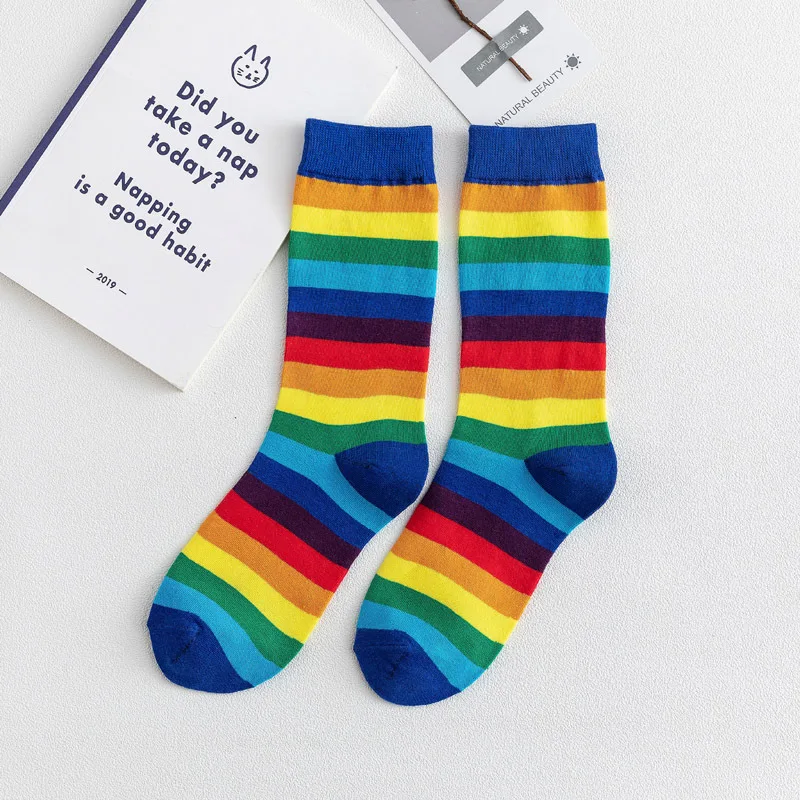 

Clearance Sale Striped Woman Socks Casual Multicolor Harajuku Retro Streetwear Long Socks Woman Fashion Hip Skateboard Crew Sock