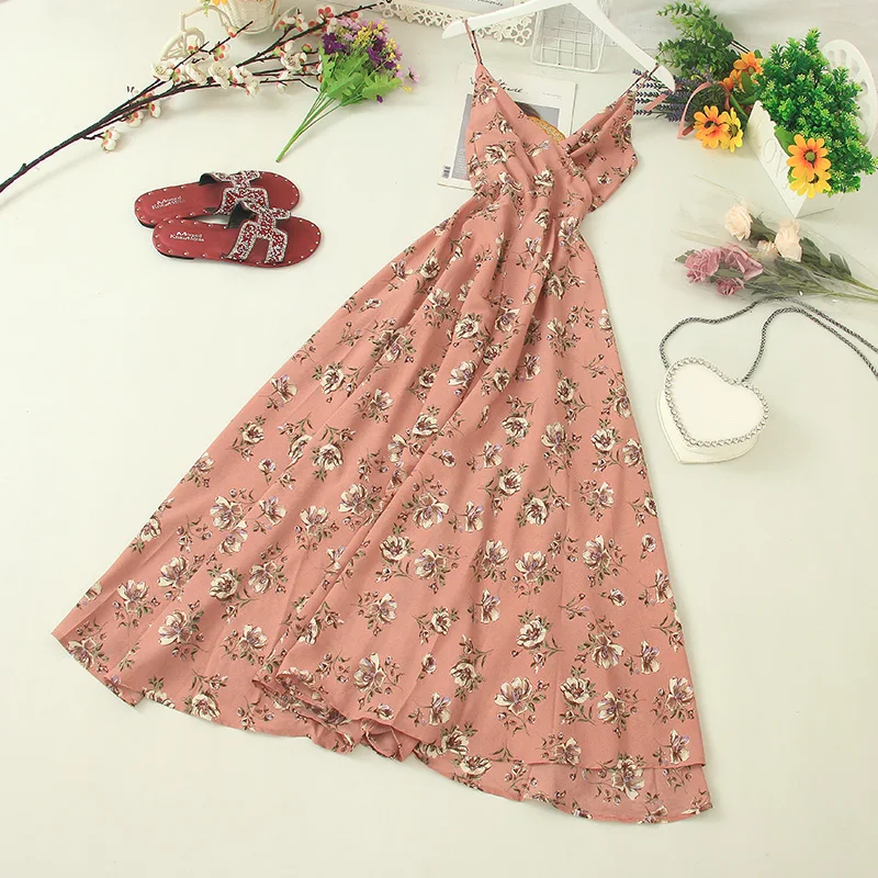 Женское длинное пляжное платье Fitaylor шифоновое макси на тонких бретельках с