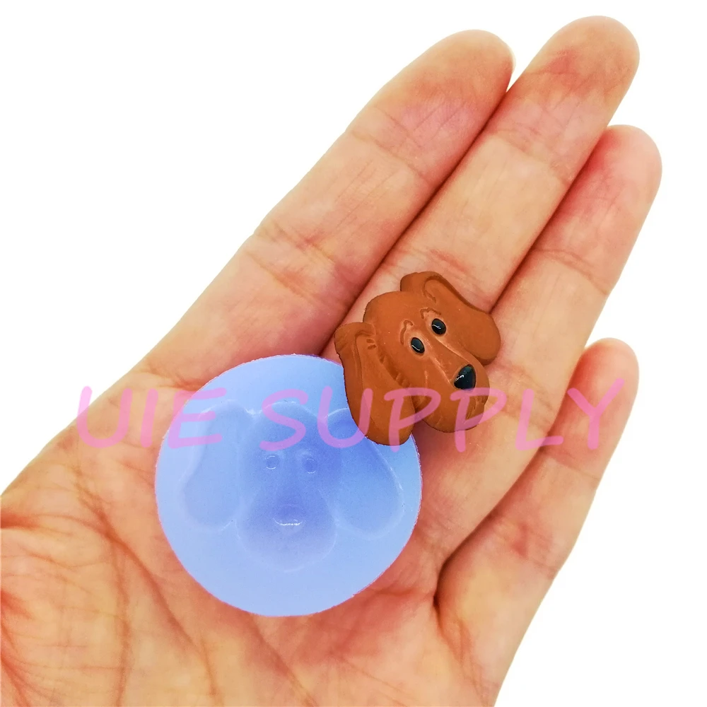 DYL912U 26.9mm x 19.8mm Cute Dog Head Silicone Mold Fondant Cake Decoration Candy Resin Clay Art Earrings Necklace Pendant DIY | Дом и сад