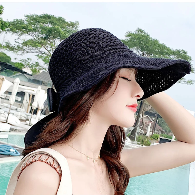 Foux с широкими полями шляпа от солнца весна лето бабочка соломы козырек защита