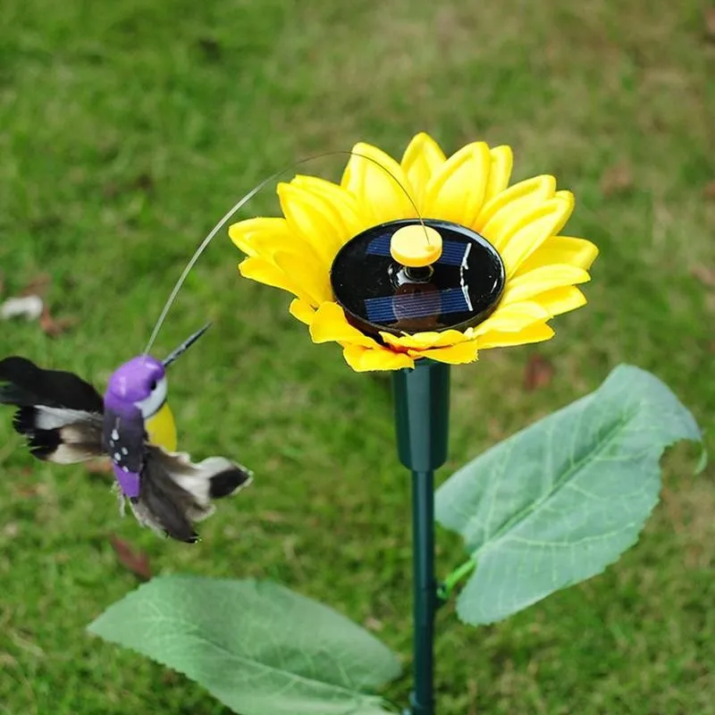 

1pcs Solar Hummingbird Simulation Sunflower Butterfly Potted Plant Ornaments Hummingbird Solar For Garden Decor Yard Hummin F1V7