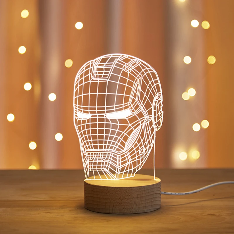 Мстители светодиодный светильник для стола 3D Железный человек ночной Светильник