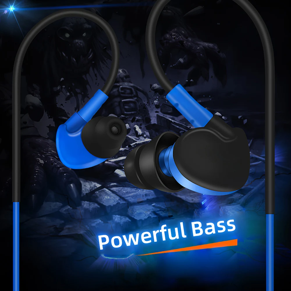 Подвесные спортивные наушники проводные вкладыши сабвуфер сотовый телефон