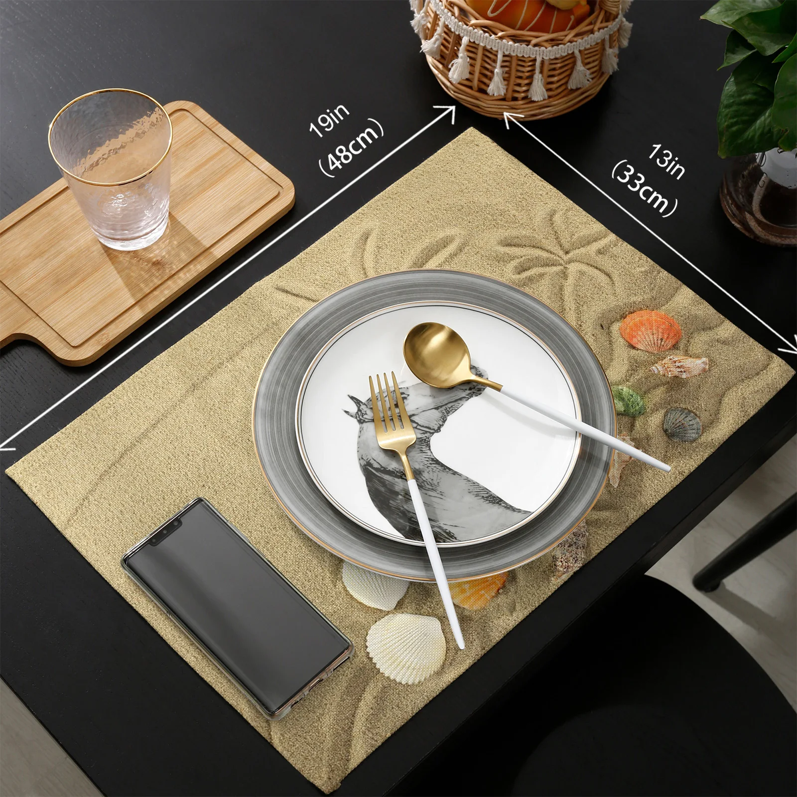 

Beach Starfish Conch Sand Table Runners and Placemats Set Hotel Wedding Table Decoration Table Runner Luxury