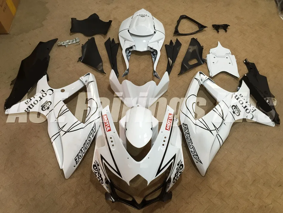 

(Injection molding) New ABS Fairing Kit For Suzuki GSXR600 GSXR750 600 750 08 09 10 K8 2008 2009 2010 Fairing black white corona