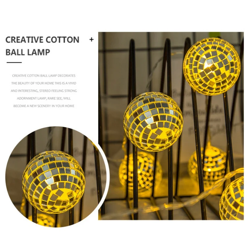 СВЕТОДИОДНАЯ Гирлянда для дискотеки с зеркальным шаром декоративный